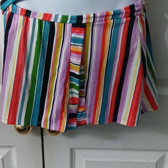 Anne Cole halter tankini swimsuit top  skirt multicolor stripe set Sz M/L NWOT - Picture 4 of 10